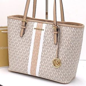 MICHAEL KORS JET SET TRAVEL MEDIUM CARRYALL TOTE BUFF MULTI COLOR